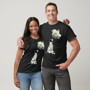 Dalmatian Puppy And White Rose T-Shirt