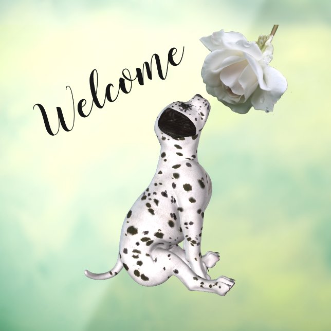 Dalmatian Puppy And White Rose Welcome Window Cling (Sheet 3)