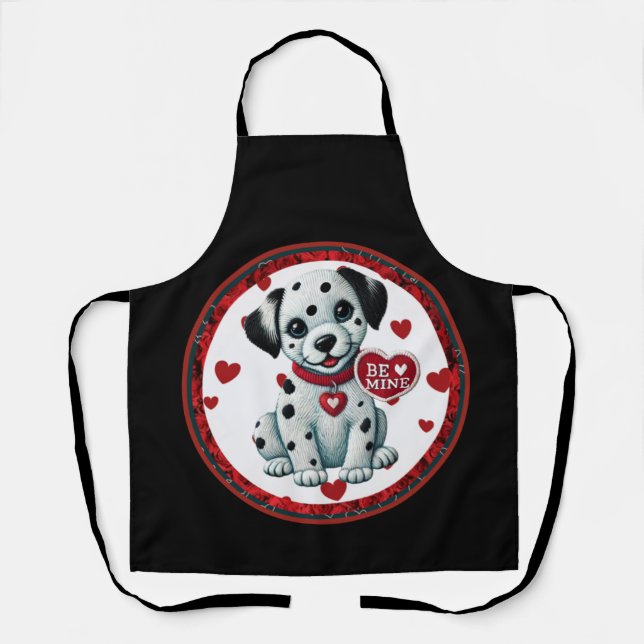 Dalmatian Puppy Apron – Be Mine Valentine (Front)