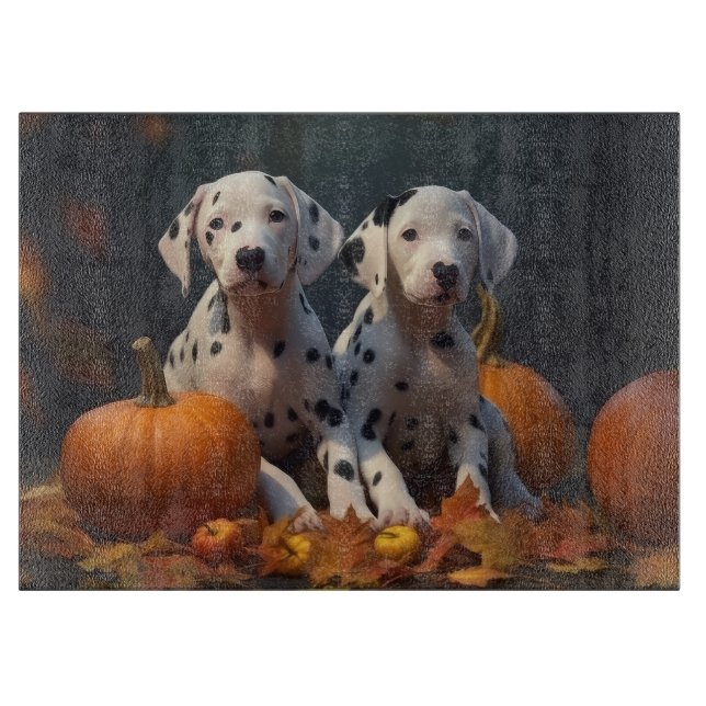 Dalmatian Puppy Autumn Delight Pumpkin  Cutting Board (Front)