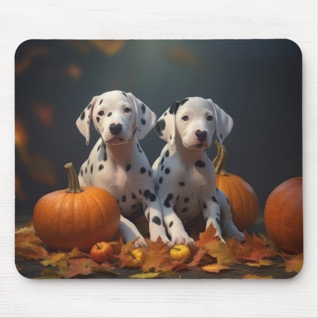 Dalmatian Puppy Autumn Delight Pumpkin  Mouse Pad (Front)