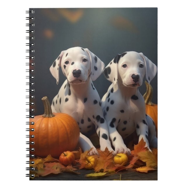 Dalmatian Puppy Autumn Delight Pumpkin  Notebook (Front)