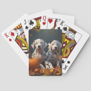 Dalmatian Puppy Autumn Delight Pumpkin  Playing Cards