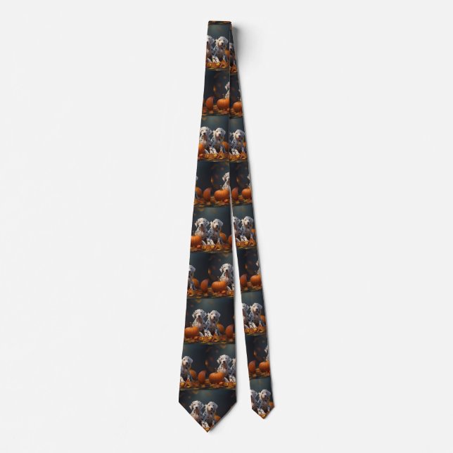 Dalmatian Puppy Autumn Delight Pumpkin  Tie (Front)