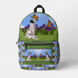 Dalmatian Puppy Butterfly Painting Personalized Printed Backpack