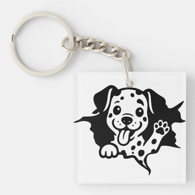 Dalmatian, Puppy, Cartoon Keychain (Front)