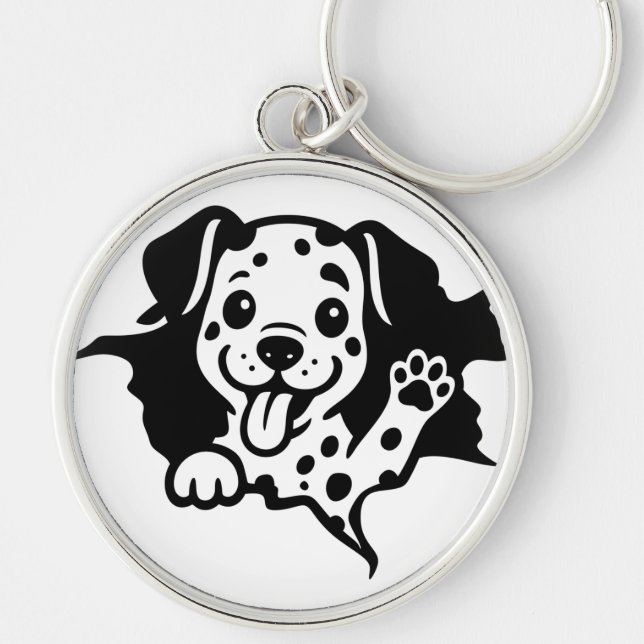 Dalmatian, Puppy, Cartoon Keychain (Front)