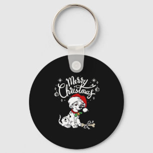 Dalmatian Puppy Dog In A Christmas Santa Hat Xmas Keychain
