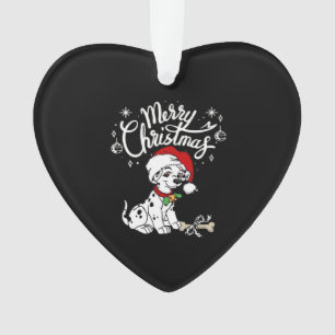 Dalmatian Puppy Dog In A Christmas Santa Hat Xmas  Ornament