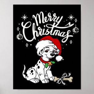 Dalmatian Puppy Dog In A Christmas Santa Hat Xmas  Poster