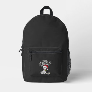 Dalmatian Puppy Dog In A Christmas Santa Hat Xmas Printed Backpack