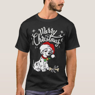 Dalmatian Puppy Dog In A Christmas Santa Hat Xmas  T-Shirt
