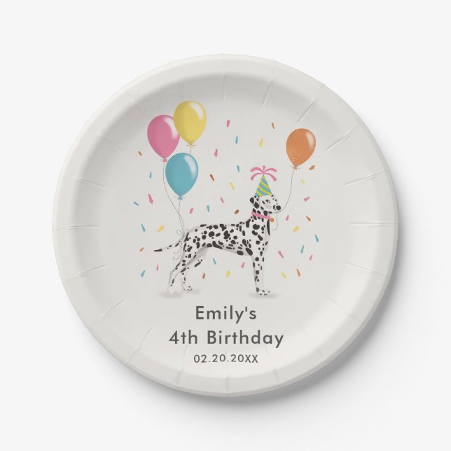 Dalmatian Puppy Dog Kids Birthday Party Paper Plate (Front)