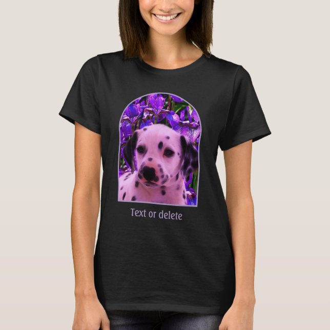 Dalmatian Puppy Iris Flowers Dog Art  T-Shirt (Front)