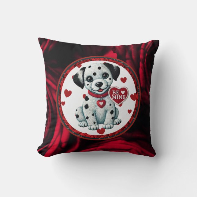 Dalmatian Puppy Love Square Pillow – Be Mine  (Front)