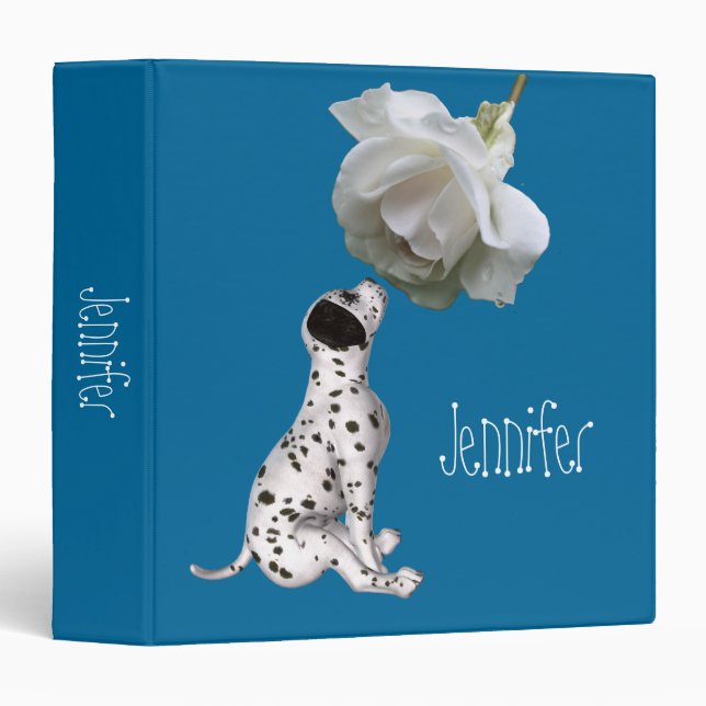 Dalmatian Puppy Rose Monogram Name Personalized Binder (Front/Spine)