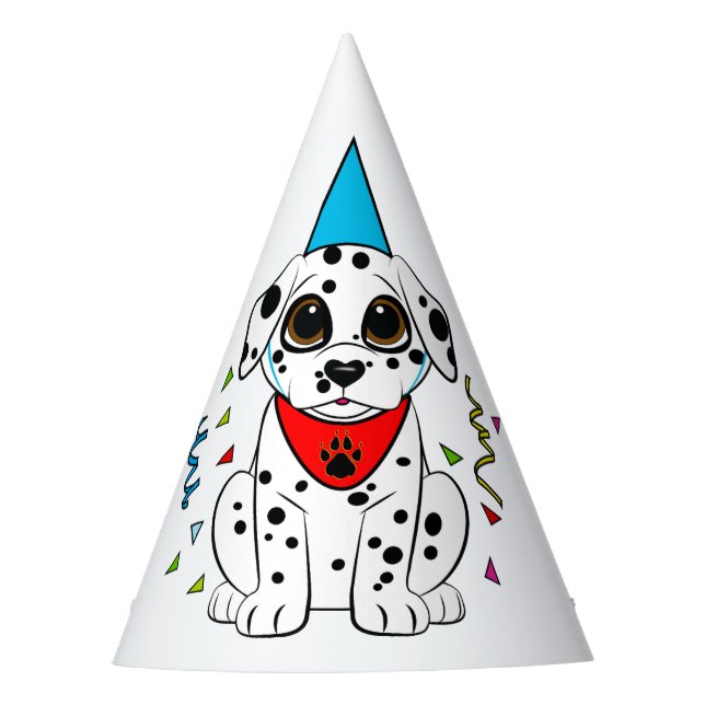 Dalmatian Puppy with the Heart-Shaped Nose Party Hat (Front)