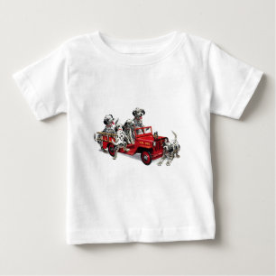 Dalmatian Pups with Fire Truck Baby T-Shirt