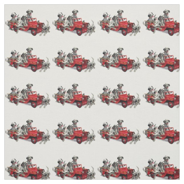 Dalmatian Pups with Fire Truck Fabric (Swatch)