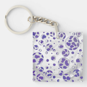 Dalmatian Purple and White Polka Dot Keychain