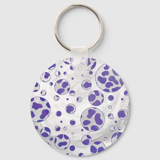 Dalmatian Purple and White Polka Dot Keychain (Front)
