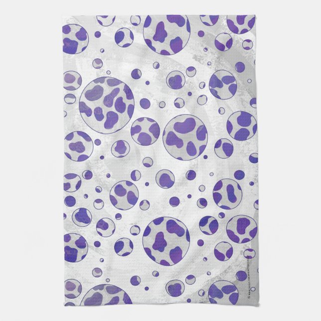 Dalmatian Purple and White Polka Dot Kitchen Towel (Vertical)