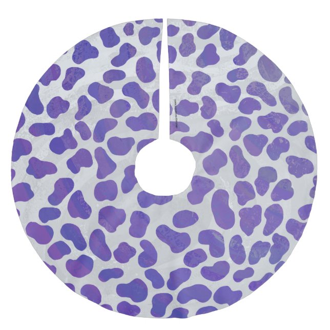 Dalmatian Purple and White Print Brushed Polyester Tree Skirt (Front)