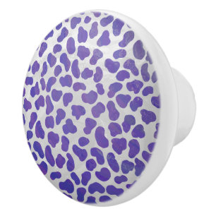 Dalmatian Purple and White Print Ceramic Knob
