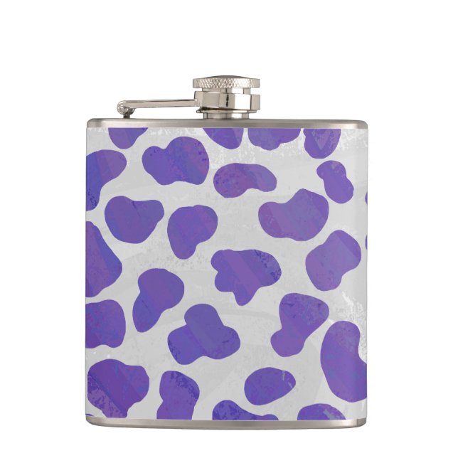 Dalmatian Purple and White Print Hip Flask (Front)