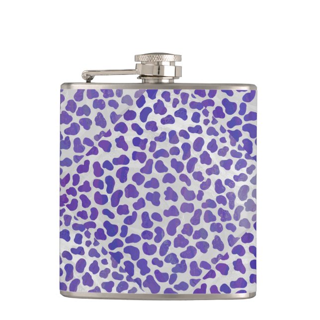 Dalmatian Purple and White Print Hip Flask (Front)