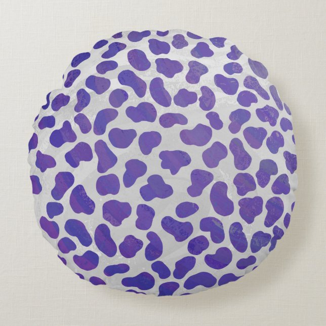 Dalmatian Purple and White Print Round Pillow (Front)