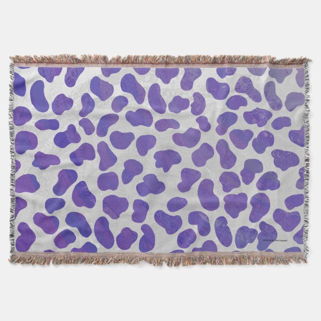 Dalmatian Purple and White Print Throw Blanket (Front)