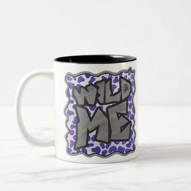 Dalmatian Purple and White Print Two-Tone Coffee Mug (Left)