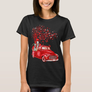 Dalmatian Riding Red Truck Valentine Butterfly Hea T-Shirt