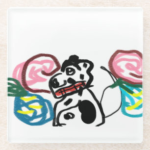 Dalmatian roses plan  glass coaster