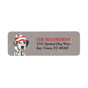 Dalmatian Santa Hat Address Label