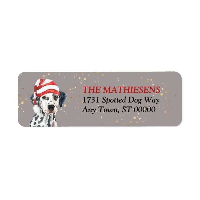 Dalmatian Santa Hat Address Label (Front)