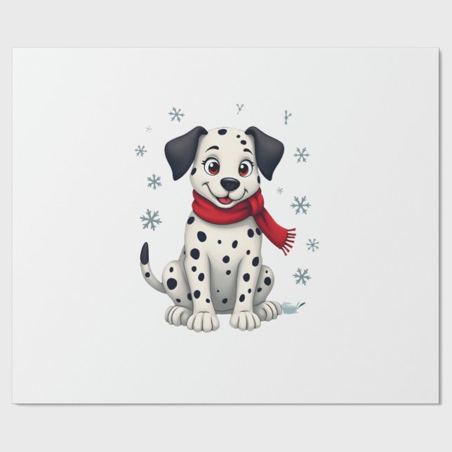 Dalmatian Snowy Fun Wrapping Paper (Flat)