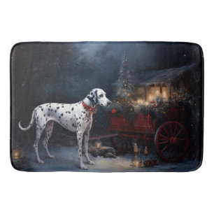 Dalmatian Snowy Sleigh Christmas Decor Bath Mat