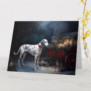 Dalmatian Snowy Sleigh Christmas Decor  Card