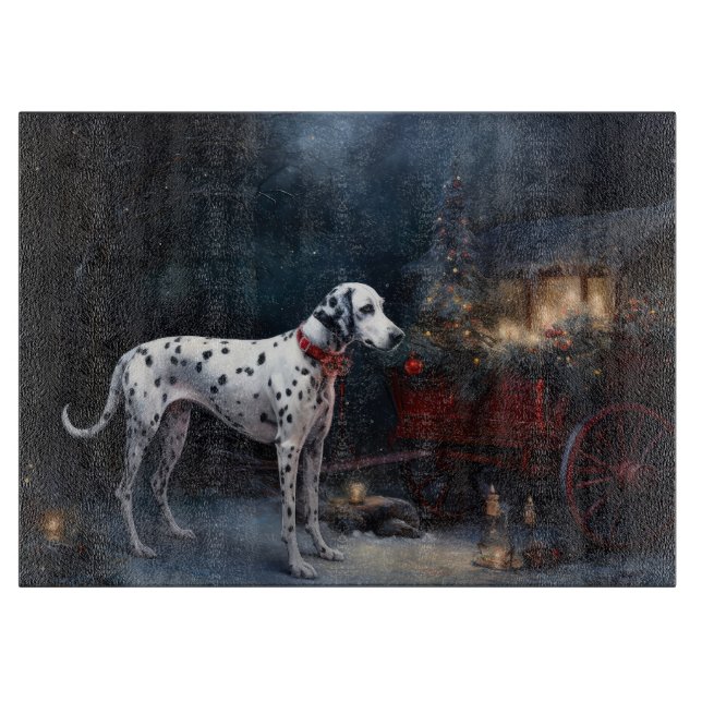 Dalmatian Snowy Sleigh Christmas Decor  Cutting Board (Front)