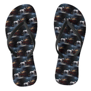 Dalmatian Snowy Sleigh Christmas Decor  Flip Flops