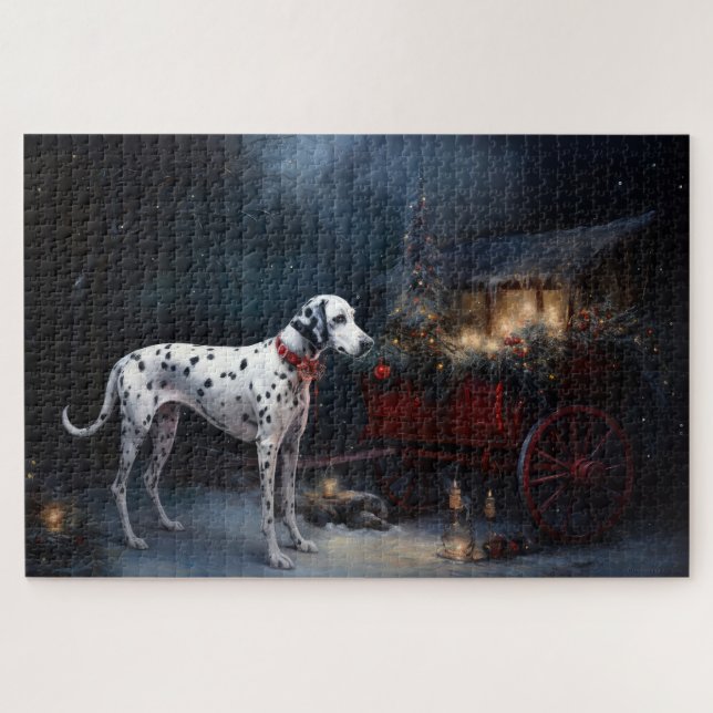 Dalmatian Snowy Sleigh Christmas Decor  Jigsaw Puzzle (Horizontal)