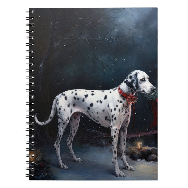 Dalmatian Snowy Sleigh Christmas Decor  Notebook (Front)
