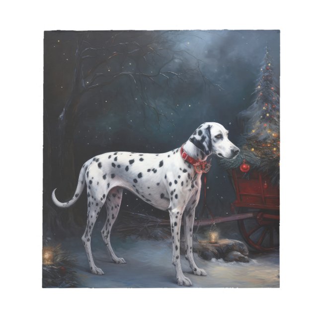 Dalmatian Snowy Sleigh Christmas Decor  Notepad (Front)