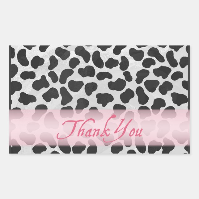Dalmatian Spot Pattern Pink Thank You Sticker (Front)