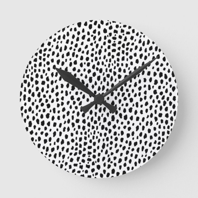 Dalmatian Spots (black/white) Round Clock (Front)