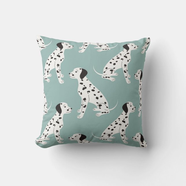 Dalmatian spots, blue seamless pattern. throw pillow (Front)