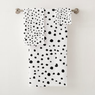 Dalmatian Spots, Dalmatian Dots, Black and White Bath Towel Set