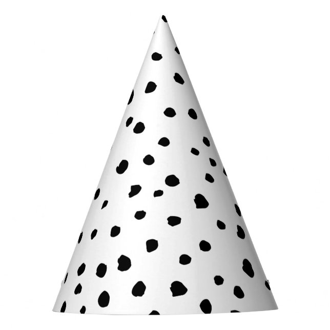 Dalmatian Spots, Dalmatian Dots, Black and White Party Hat (Front)